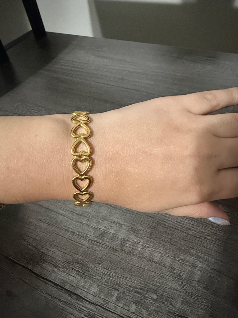 Gold Plated Stainless Steel Heart Bangle Cuff